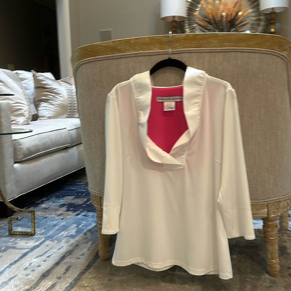 Gretchen Scott Designs Jersey Ruffneck top in white M